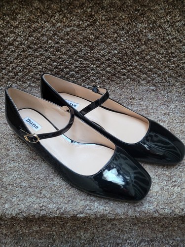 Dune london black patent flat - black,