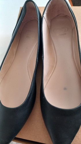Flat black leather pointed - flat,